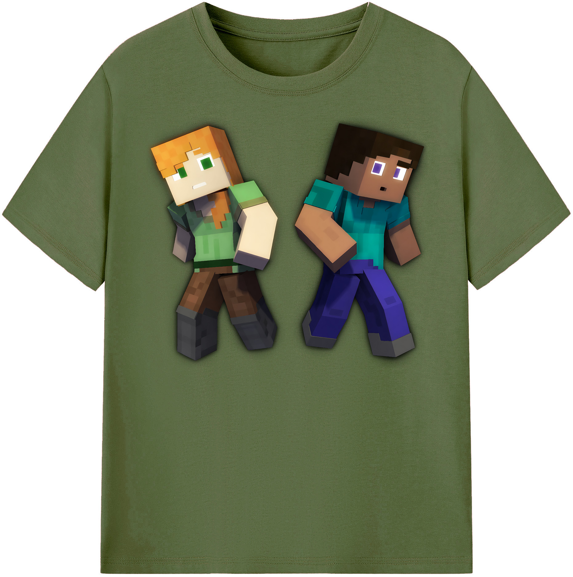 （画像用） マインクラフト ブロックの世界 Minecraft MC Block world 綿100％半袖Tシャツ（フロントプリント）